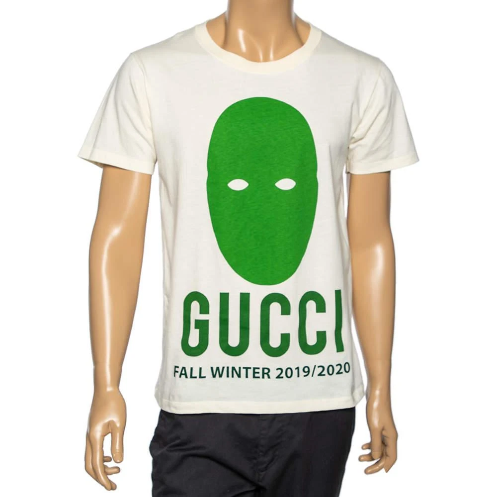 Gucci Gucci Cream Cotton Manifesto Mask Printed Crew Neck T-Shirt XS 1