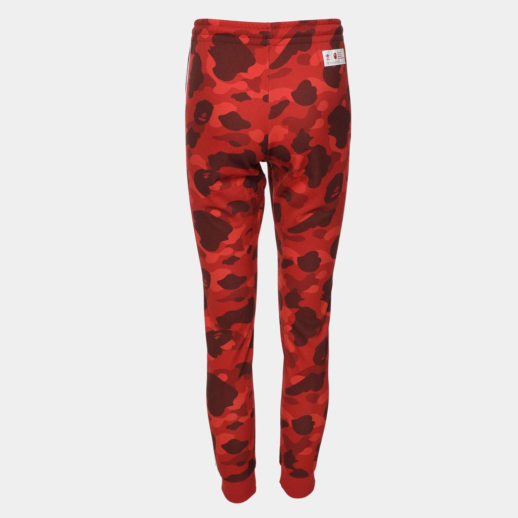 A Bathing Ape A Bathing Ape X Adidas Red Camouflage Print Polyester Drawstring Joggers S