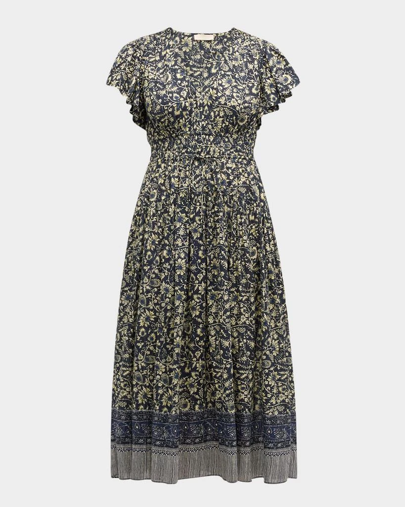 Ulla Johnson Lyria Flutter-Sleeve Floral Midi Dress 1