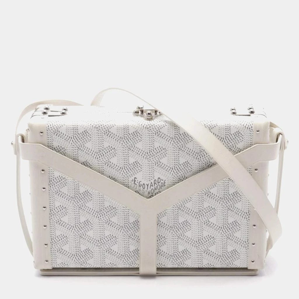 Goyard Goyard White Goyardine Coated Canvas Minaudière Trunk Shoulder Bag 1