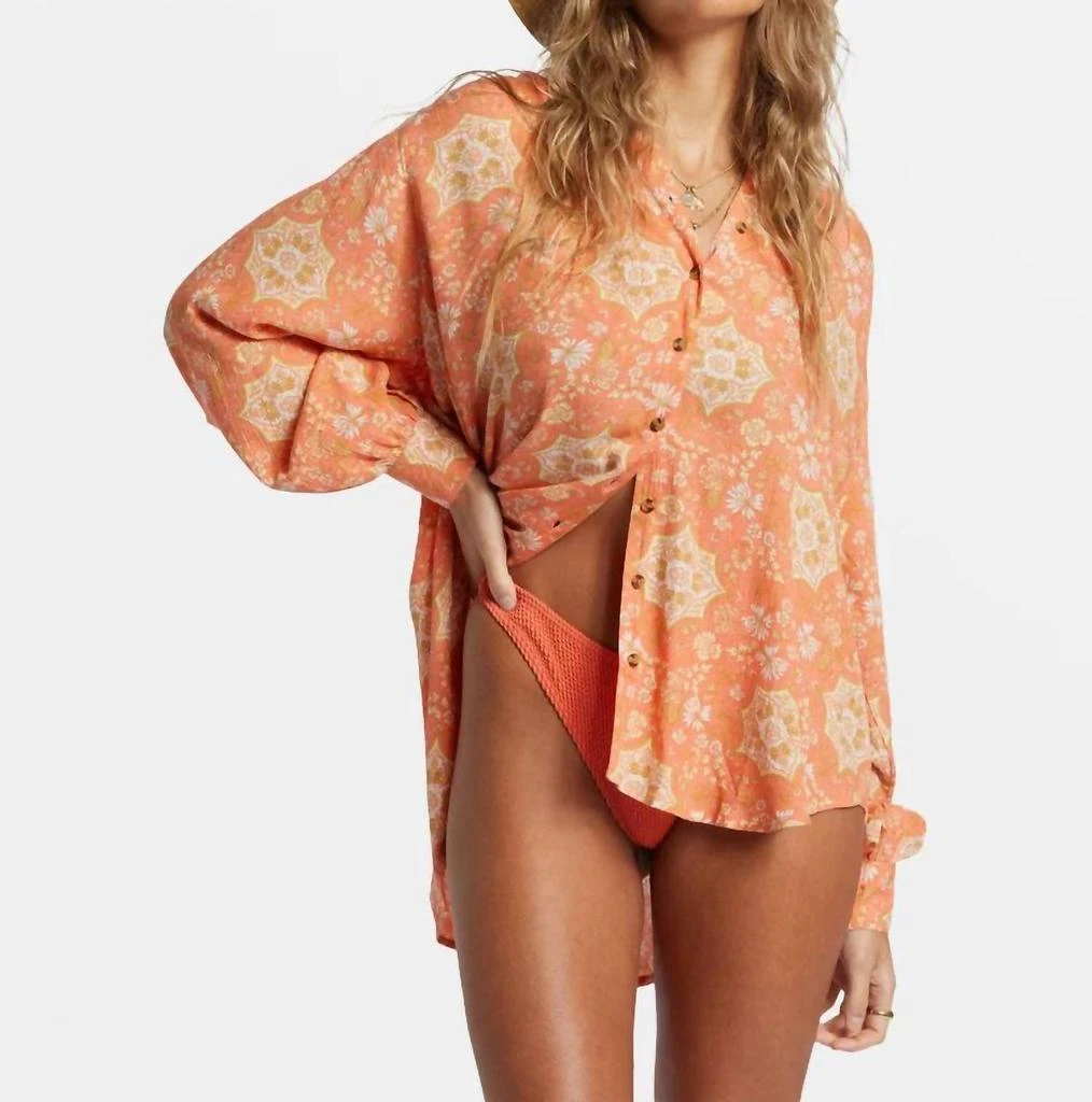 Billabong Dream Space Blouse Long Sleeve Shirt In Sweet Papaya 1