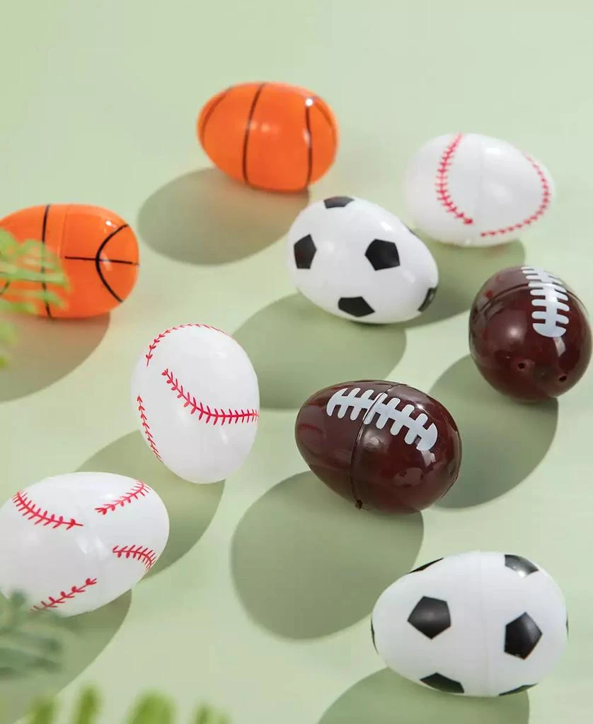 Glitzhome 48 Pack 2.25" H Easter Plastic Fillable Sports Eggs, 12 of Each Basketball, Football, Baseball, Soccer 5