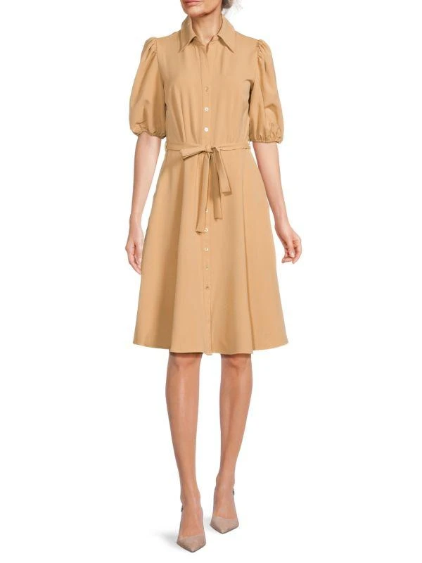 Sharagano Belted Puff Sleeve Dress 1