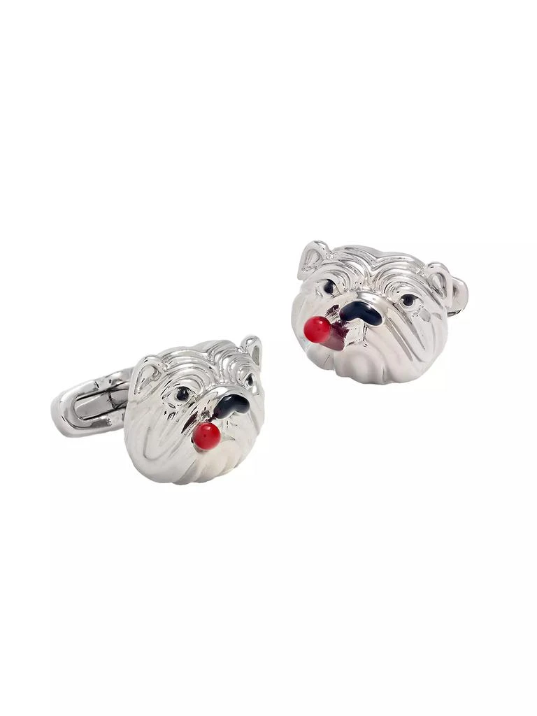 LINK UP Rhodium-Plated & Enamel Bulldog & Cigar Cufflinks 1
