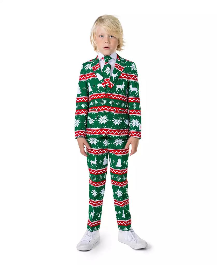 OppoSuits Little Boys Festive Christmas Party Outfit Including Blazer, Pants and Tie Suit Set