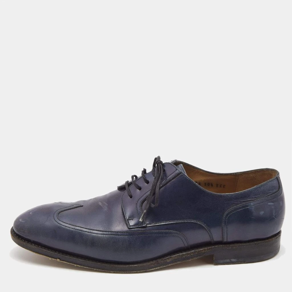 Salvatore Ferragamo Salvatore Ferragamo Navy Blue Brogue Leather Lace Up Derby Size 44.5 1