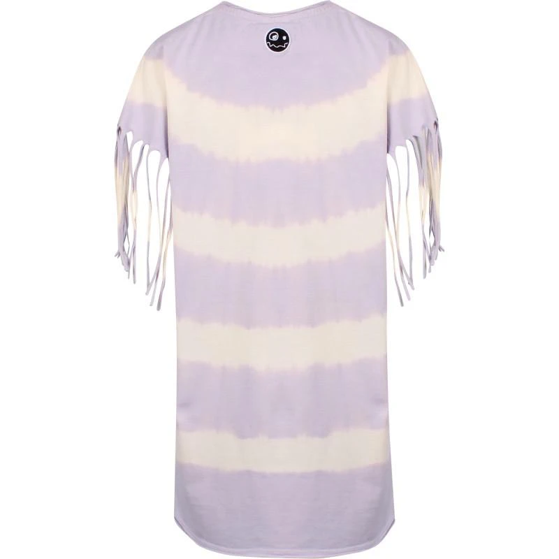 Loud Apparel Tie dye cotton jersey dress with eyes print in cream and lilac 2