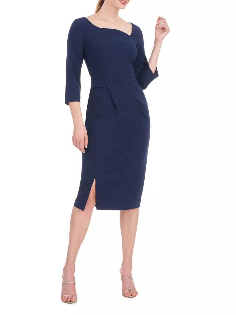 Kay Unger Anya Asymmetric Crepe Midi-Dress 2