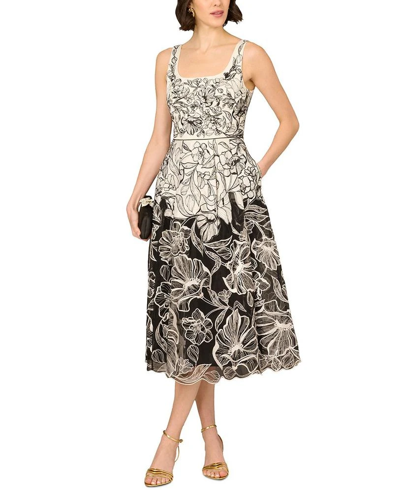 Aidan Mattox Embroidered Organza Midi Dress 4