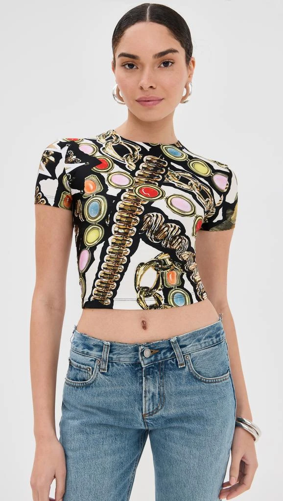 AREA Gemstone Chain Printed Cropped Tee 6
