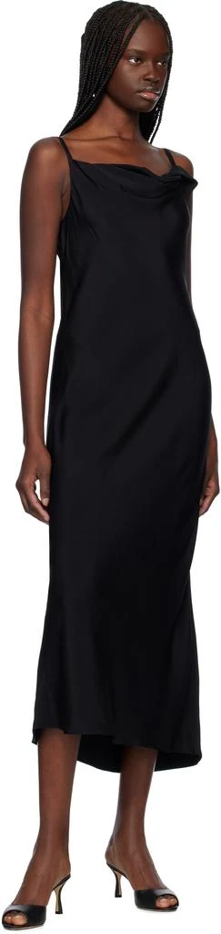 Recto Black Drapery Neckline Slip Midi Dress 4