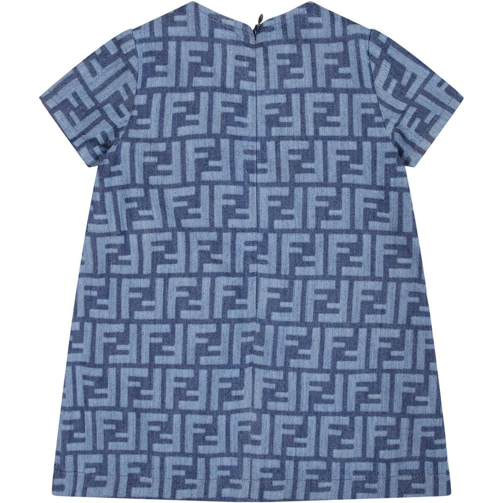 Fendi Denim Dress For Baby Girl With All-over Iconic Ff 2