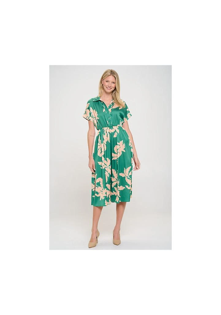 preivew LEAF PRINT COLLARED DRESS color