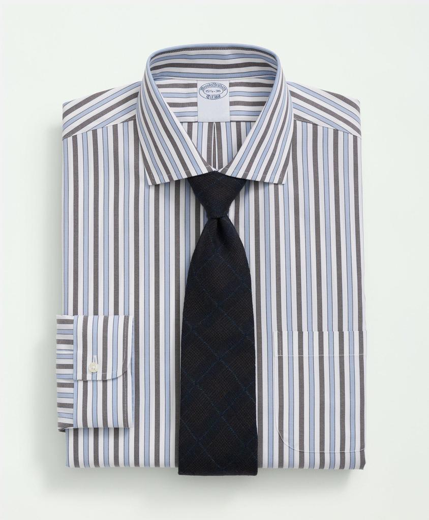 Brooks Brothers Stretch Supima® Cotton Non-Iron Pinpoint English Collar, Striped Dress Shirt