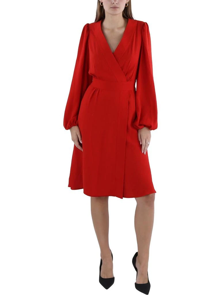 Tommy Hilfiger Womens Blouson Sleeves V-Neck Wrap Dress 1