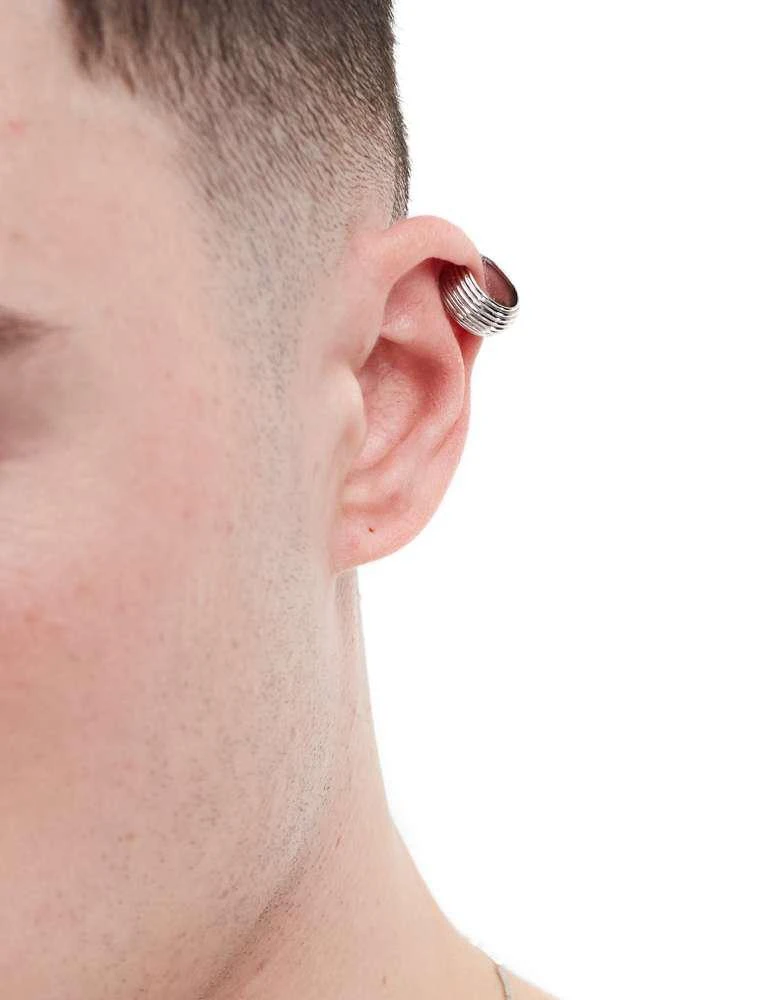 ASOS ASOS DESIGN festival ribbed ear cuff in silver tone 3