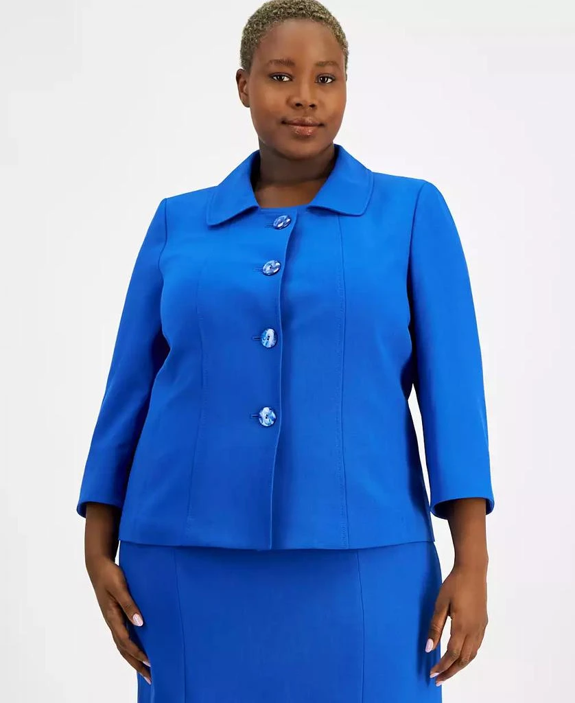 Le Suit Plus Size Button-Front Boxy Jacket 
Sheath Dress Set 3