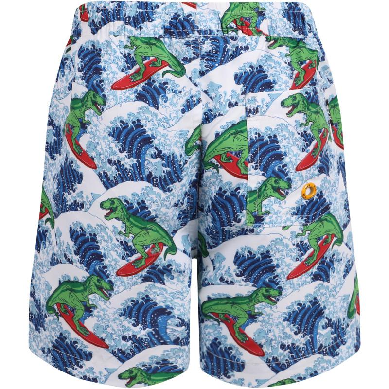 Rock Your Baby Dino surfer swimming shorts in blue