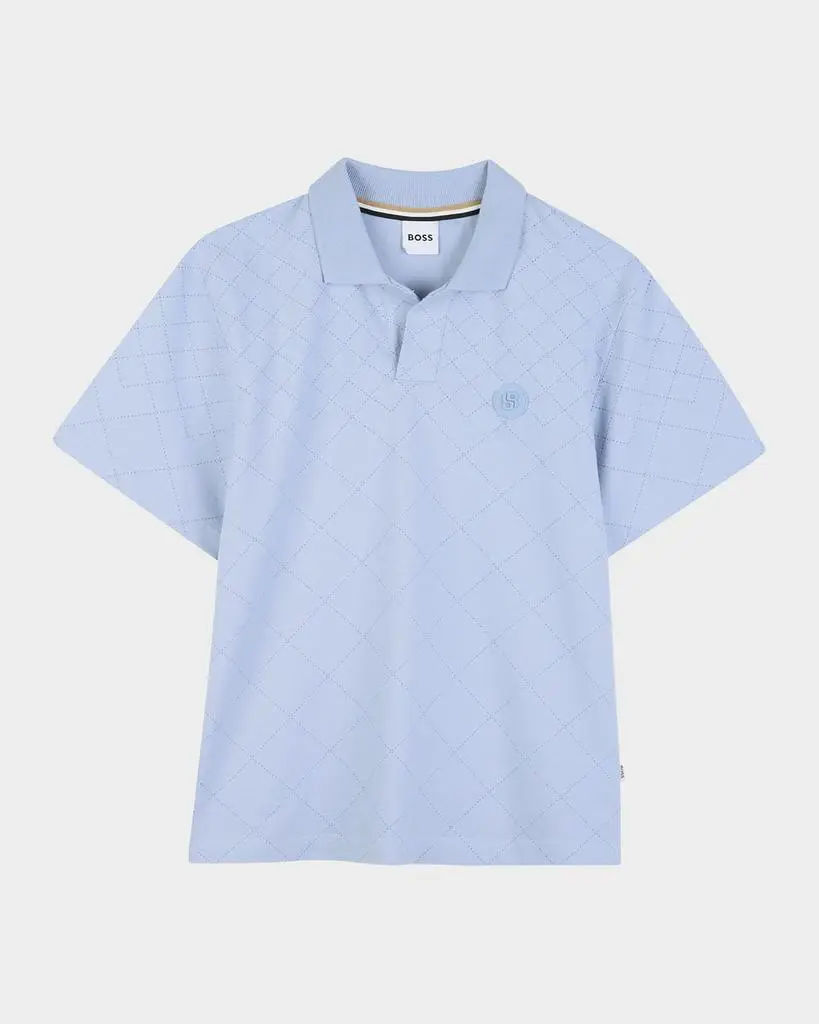Hugo Boss Boy's Quilted-Effect Stretch Cotton Polo Shirt, Size 8-16