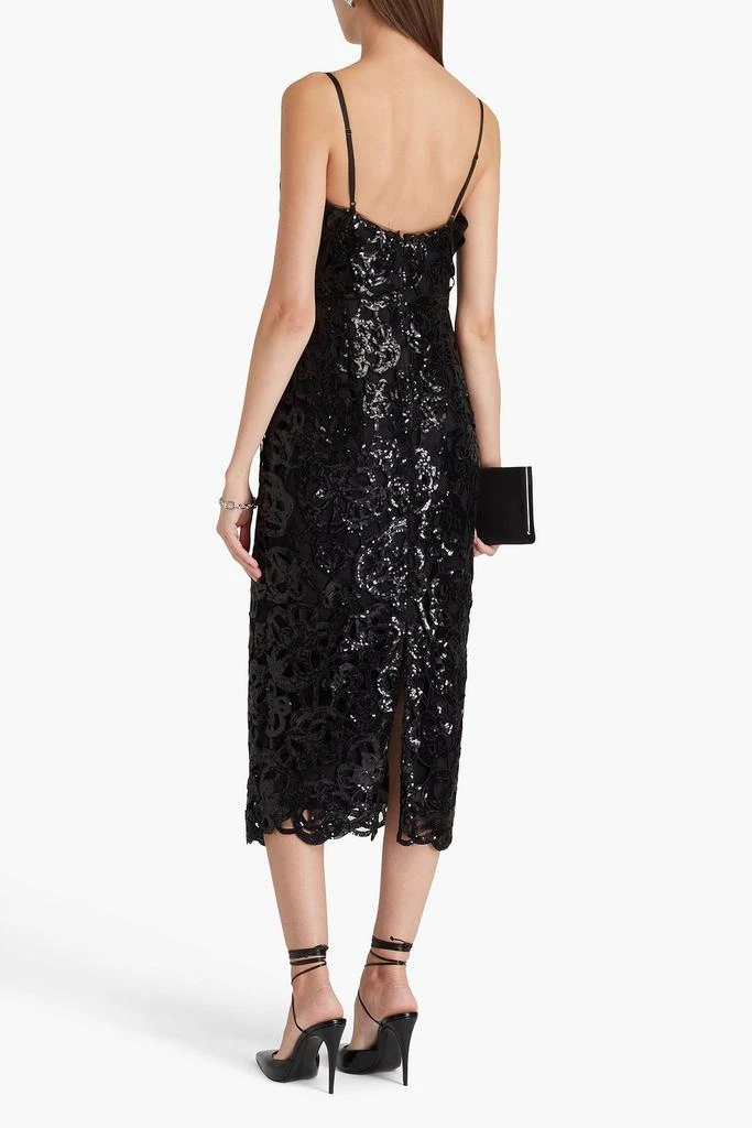 MARCHESA Sequined guipure lace midi dress 3