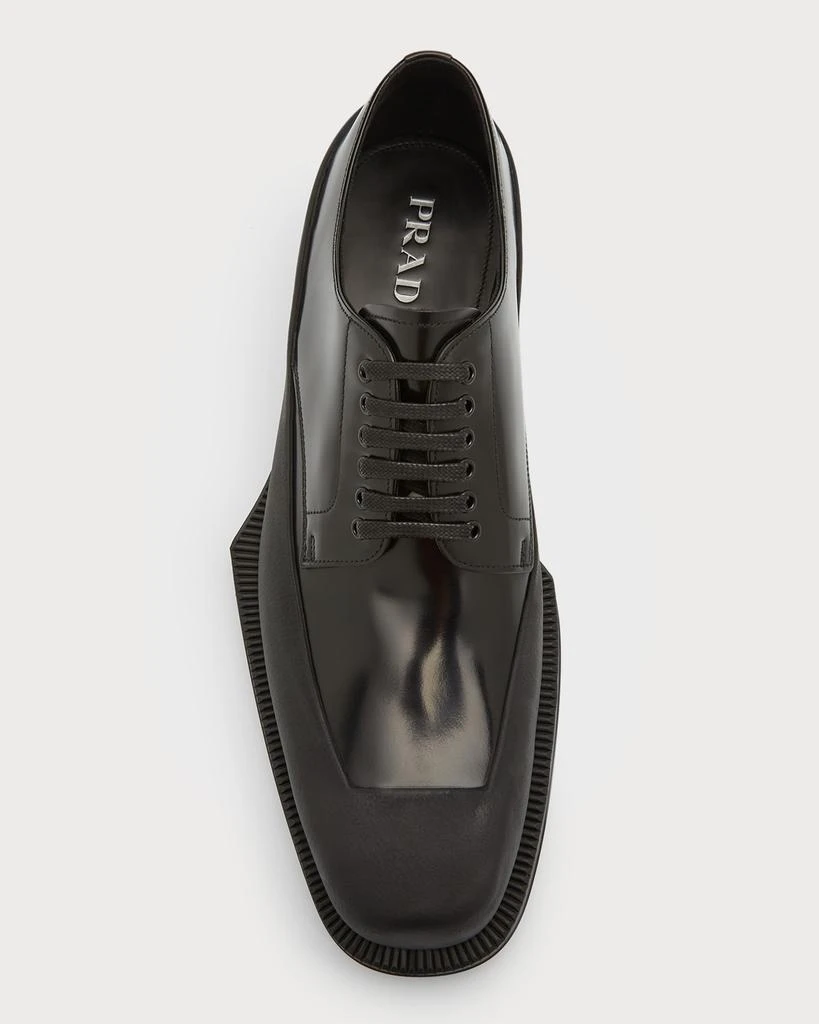 Prada Men's Brushed Leather Derby Shoes 4
