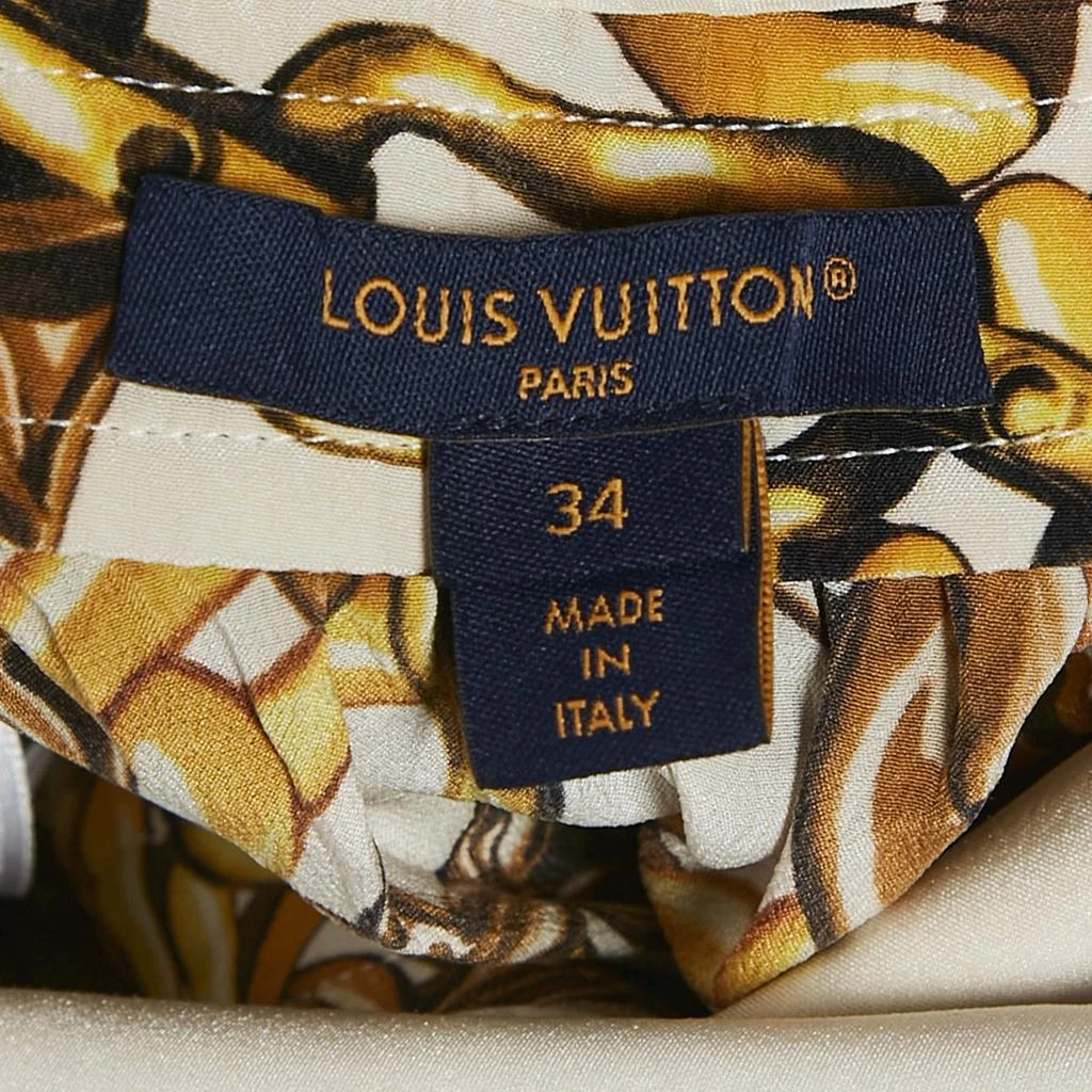 Louis Vuitton Louis Vuitton Yellow Chain Print Silk Blend Sleeveless Maxi Dress S 4