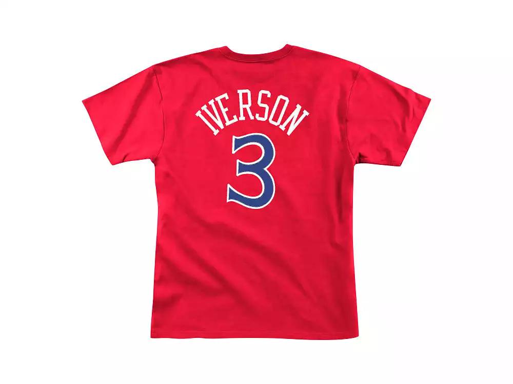 Mitchell and Ness Philadelphia 76ers Men's Hardwood HD Print Player T-Shirt  Allen Iverson