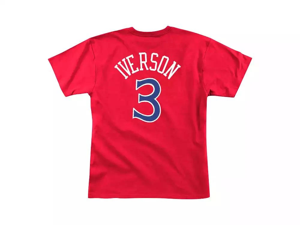 Mitchell and Ness Philadelphia 76ers Men's Hardwood HD Print Player T-Shirt  Allen Iverson 1