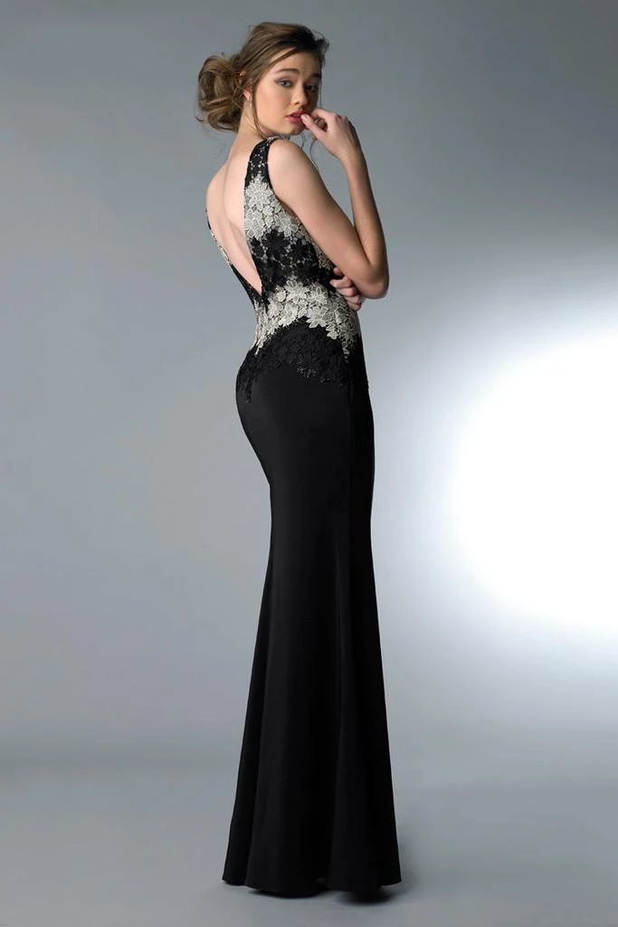basix black label sequin dress D1805L - SILVER Sequined Sweetheart Column Gown