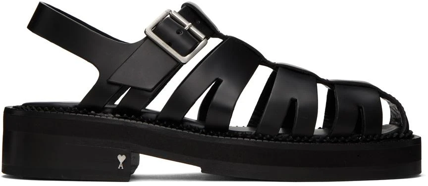 AMI Black Fisherman Flat Sandals 1