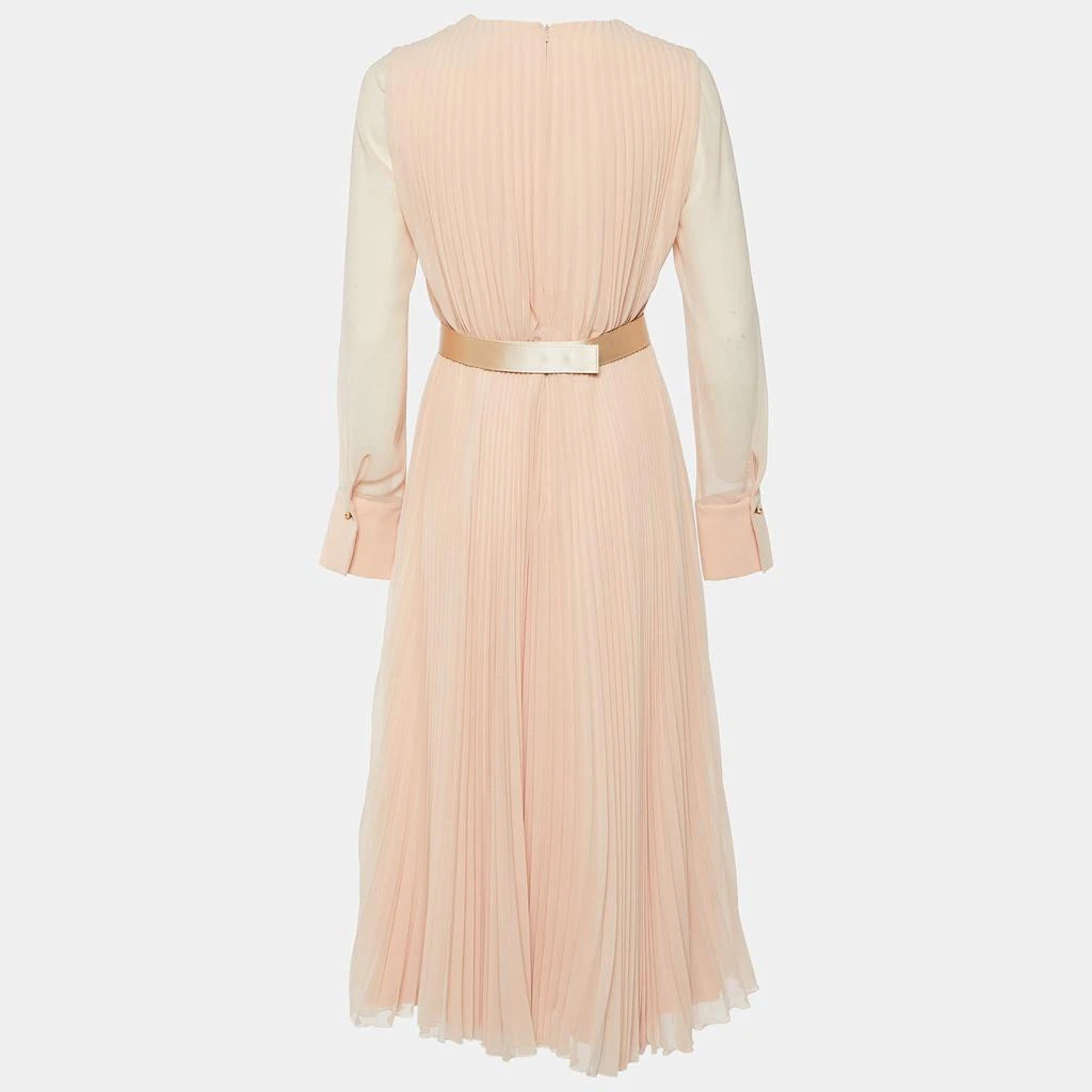 Max Mara Max Mara Light Orange Pleated Georgette Belt Detail Sidra Midi Dress M 2
