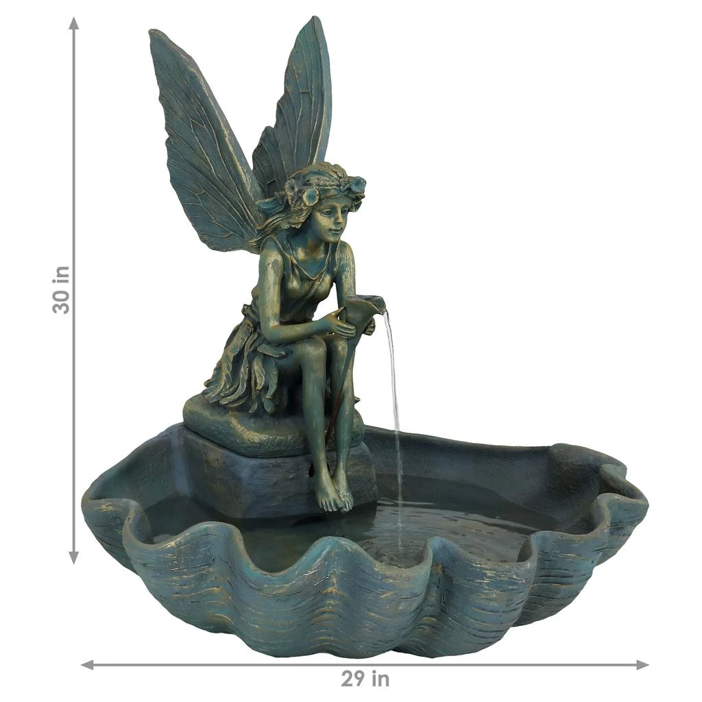 Sunnydaze 30"H Electric Fiberglass Fairy Shell Outdoor Water Fountain 3