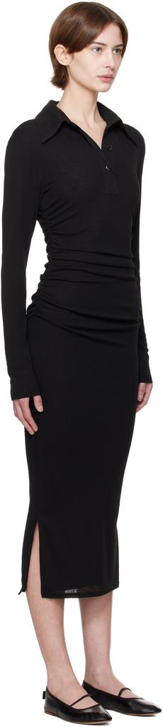 Nanushka Black Verity Mesh Jersey Shirt Midi Dress