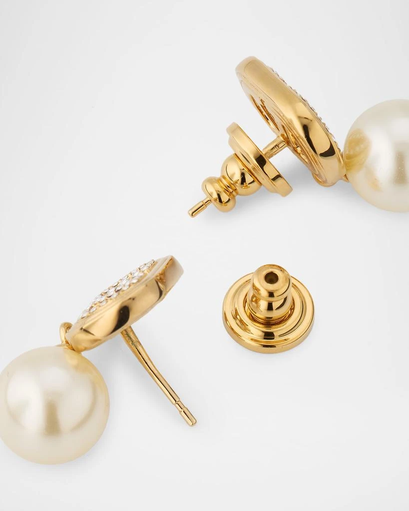 Valentino Crystal and Pearly Ovalette Drop Earrings 4