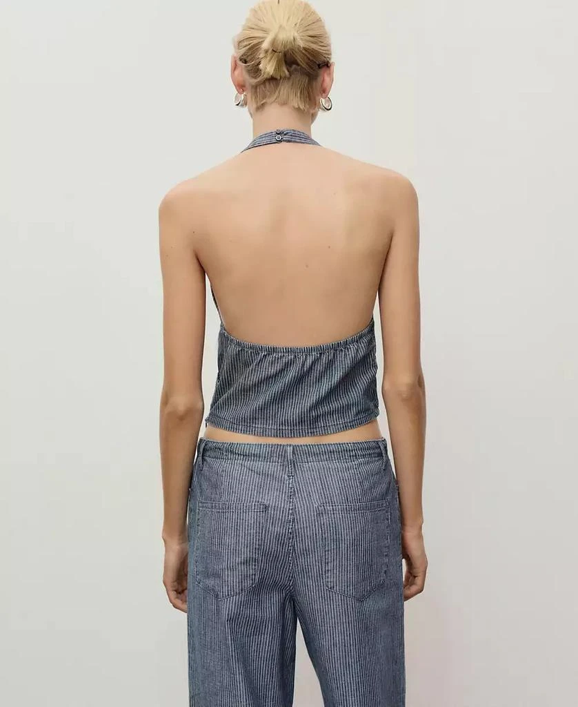 Mango Women
s Striped Crossover Denim Top 3