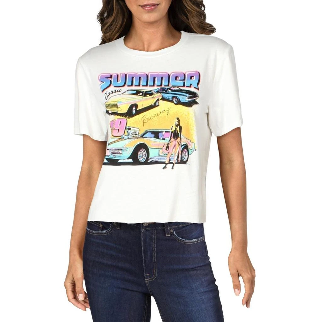 Pam & Gela Womens Cotton Blend Graphic Crop Top 3