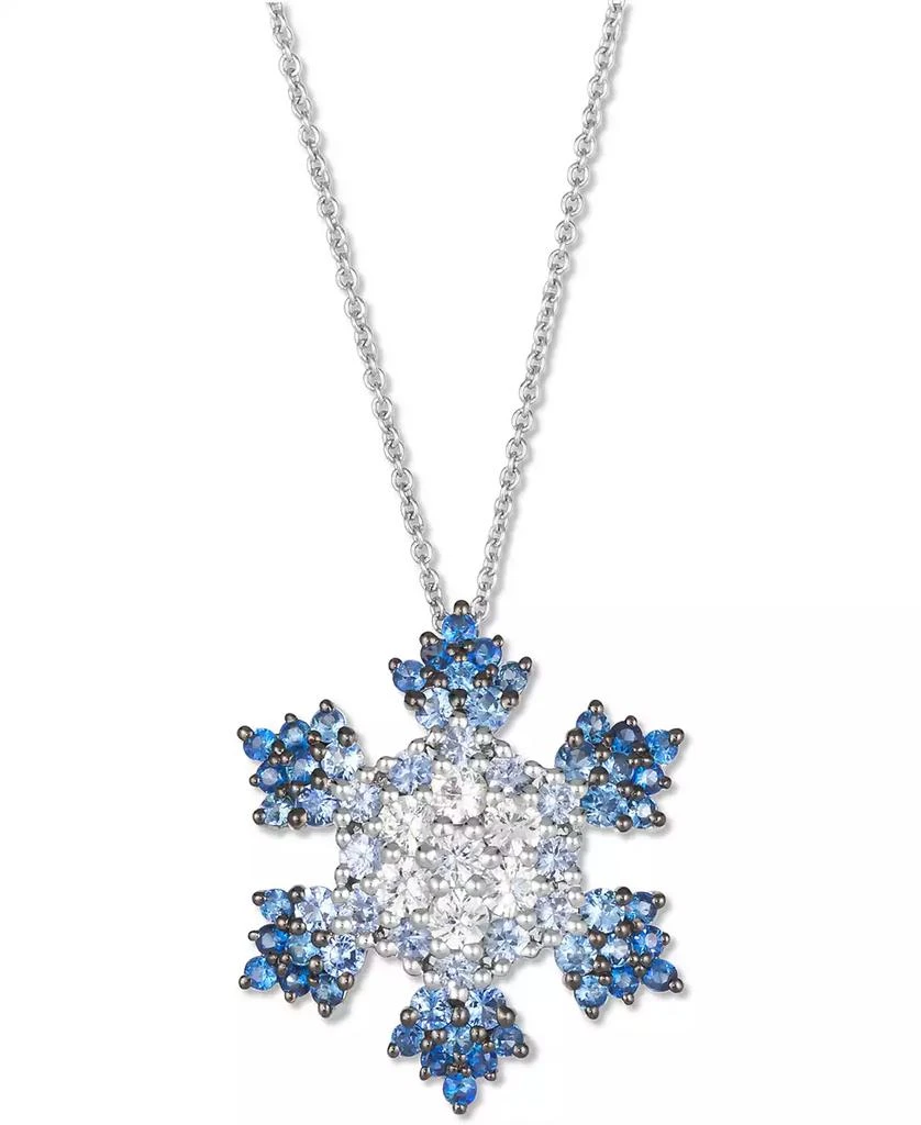 Le Vian Ombré® Denim Ombré (1-3/8 ct. t.w.) & White Sapphire (5/8 ct. t.w.) Snowflake Adjustable 20" Pendant Necklace in 14k White Gold 1