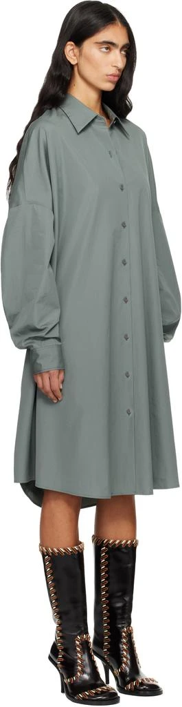 Dries Van Noten Green Cotton Shirt Midi Dress 2