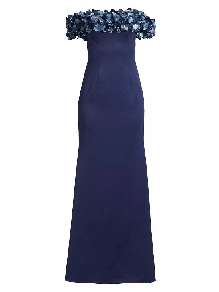 Basix Black Label Off-The-Shoulder Petal-Neck Column Gown 1
