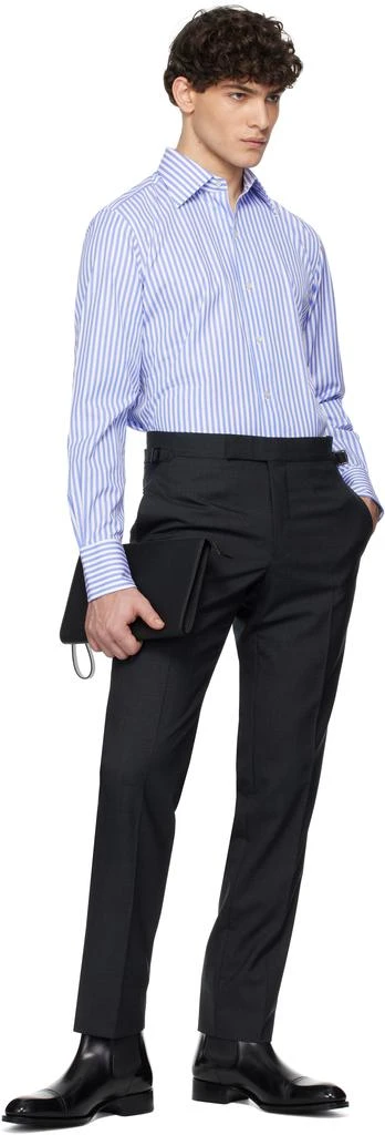 Tom Ford Blue & White Ladder Stripe Slim Fit Shirt 5