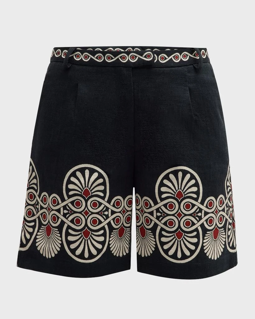 LA DOUBLE J Abstract Pleated Cotton Boyfriend Shorts 1