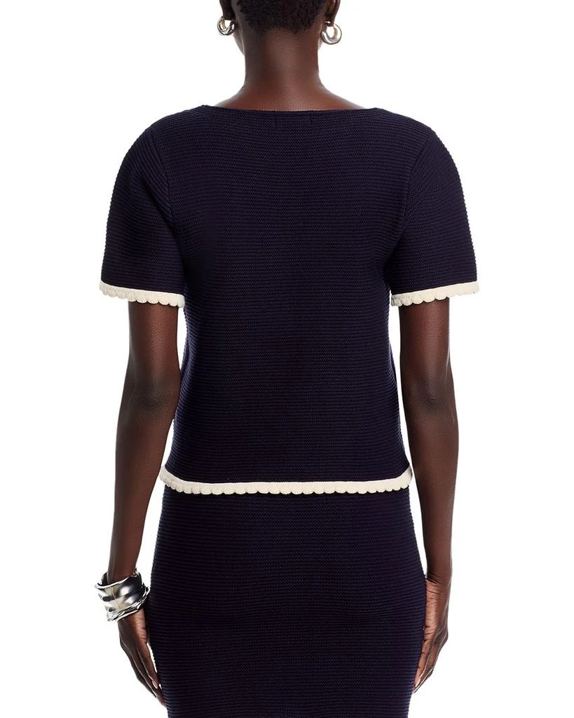 AQUA Lace Trim Short Sleeve Sweater - Exclusive 3