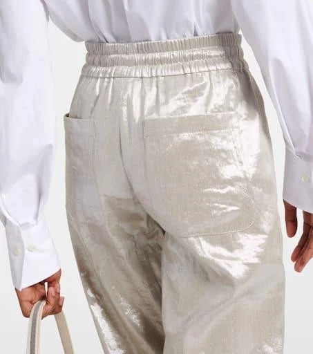 Brunello Cucinelli Linen-blend lamé wide-leg pants 6