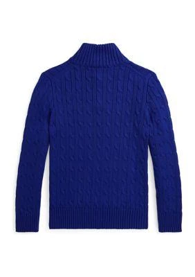 Ralph Lauren Lauren Childrenswear Boys 8 20 Cable Knit Cotton 1 4 Zip Sweater 2