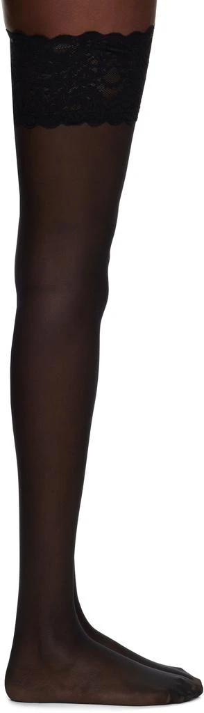 Wolford Black Satin Touch 20 Stay-Up Socks 1