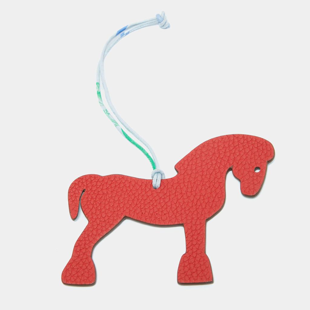Hermes Hermès Bleu du Nord/Rouge de Coeur Epsom and Togo Leather Petit H Hermy Horse Bag Charm