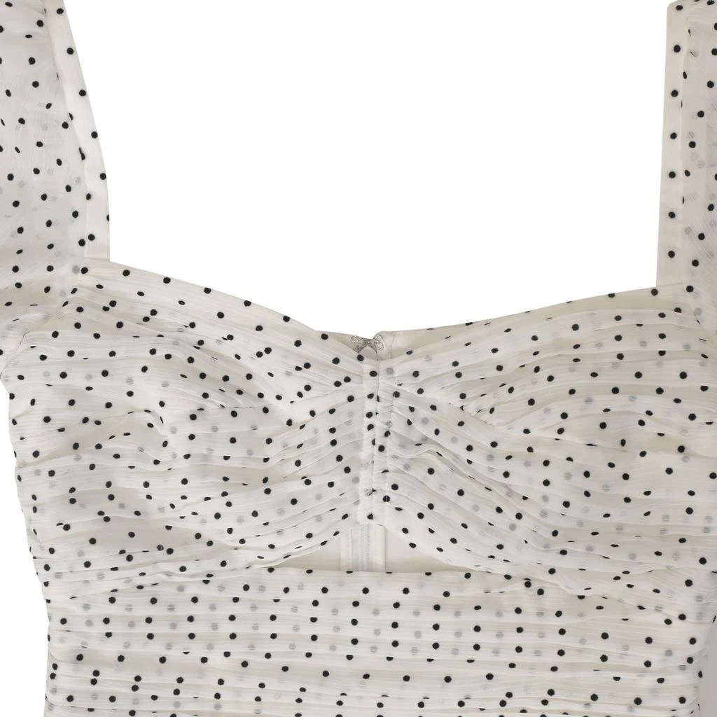 Self Portrait Polka Dot Mini Dress in White Polyester 4