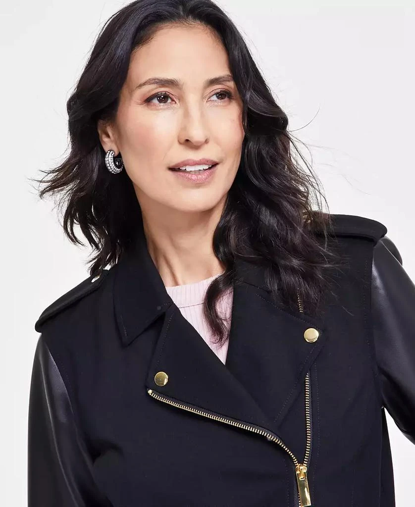 INC International Women's Mixed Media Moto Jacket, Created for Macy's 3