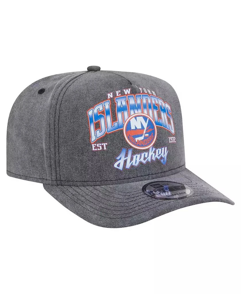 New Era Men's Charcoal New York Islanders Throwback Washed A-Frame Pre-Curved 9FIFTY Snapback Hat 3