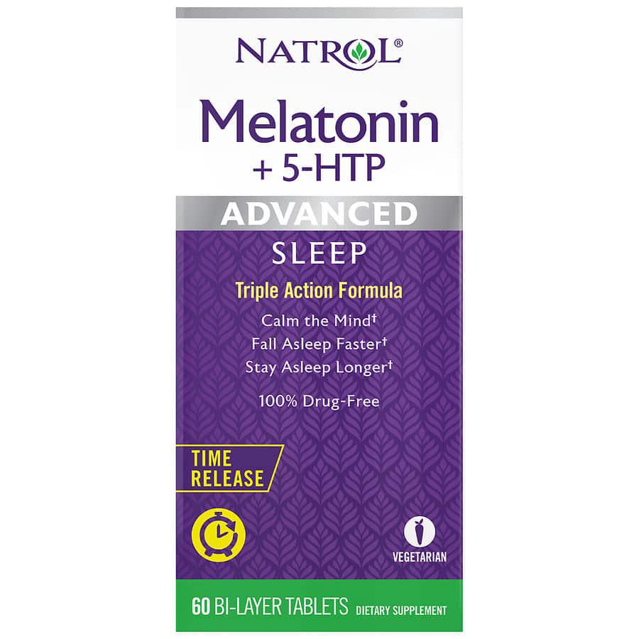 Natrol Advanced Sleep Melatonin + 5-HTP, Time Release Bi-Layer Tablets